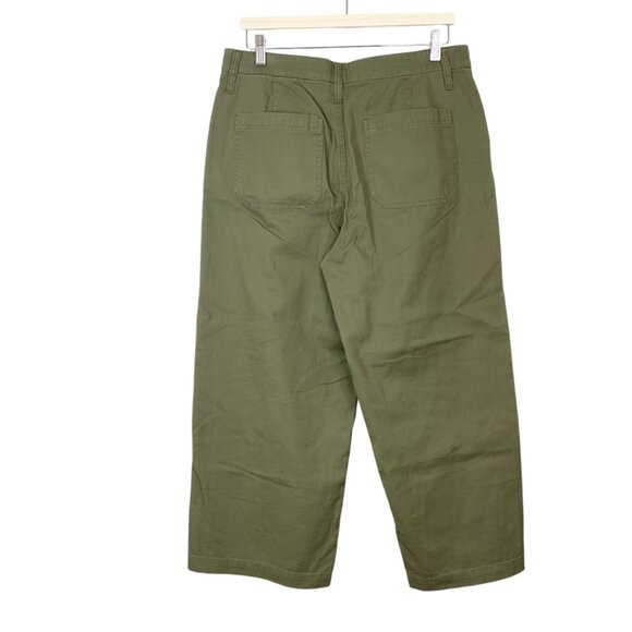 J. Crew Button Fly Wide Crop Twill Green Pant Size 10 - Picture 3 of 5